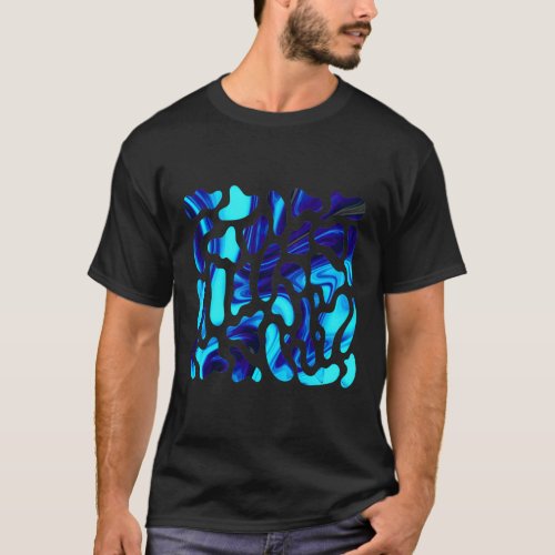 Abstract Fluid Shapes Ocean Blue T_Shirt