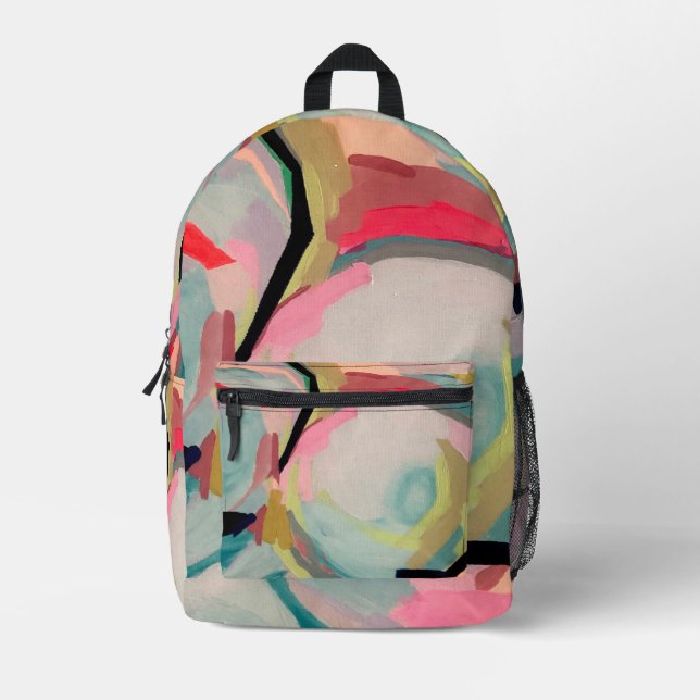 Abstract Fluro Acrylic Painting   Printed Backpack (Front)