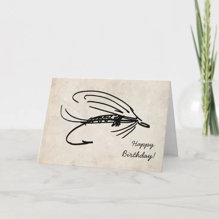 Abstract Fly Fishing Birthday Card | Zazzle