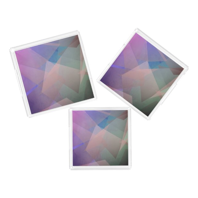 Abstract Flying Particles | Geometrical Shapes Acrylic Tray (Set)