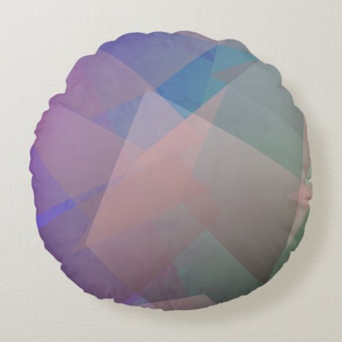 Abstract Flying Particles  Geometrical Shapes Round Pillow