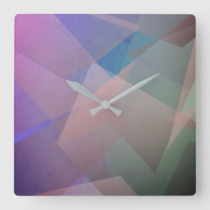 Abstract Flying Particles   Geometrical Shapes Square Wall Clock