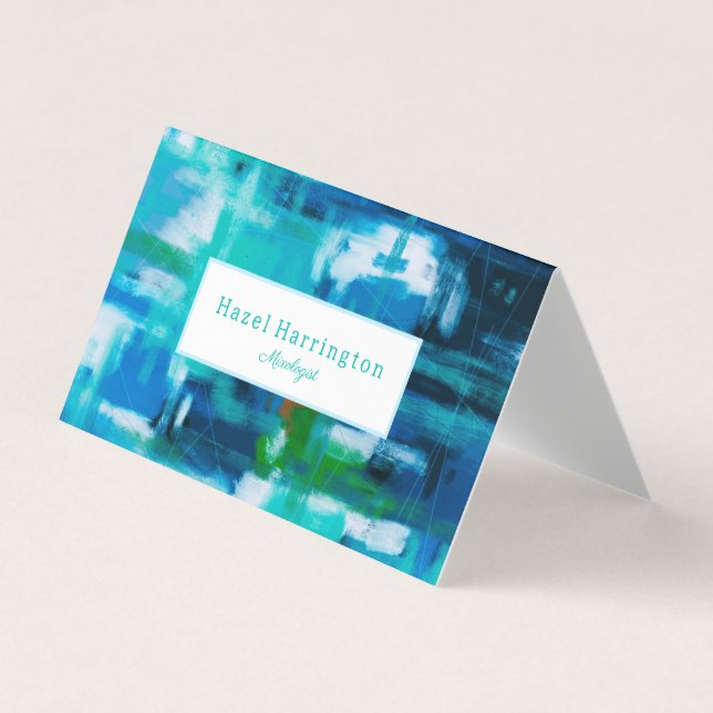 Abstract Folded Business Card Customizable Blues (Front)