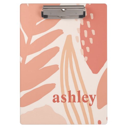 Abstract Foliage Peach Pink Coral Cream Blush Clipboard