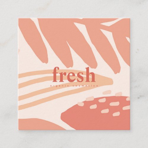 Abstract Foliage Peach Pink Coral Cream Blush Square Business Card