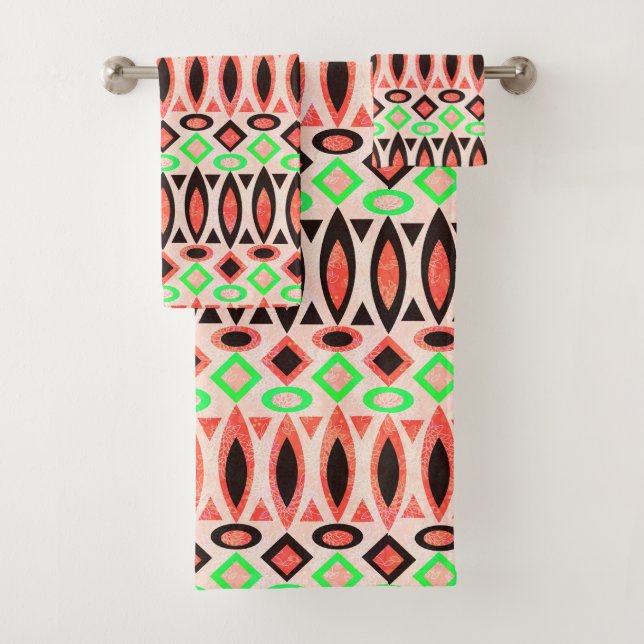 Abstract folk african ethno traditional native tri bath towel set (Insitu)