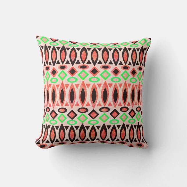 Abstract folk african ethno traditional native tri throw pillow (Front)