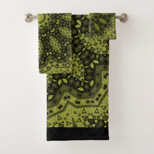 Abstract folk mandala ethno traditional ornamental bath towel set