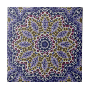 Abstract folk mandala ethno traditional ornamental ceramic tile