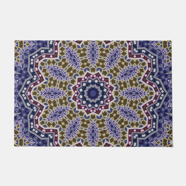 Abstract folk mandala ethno traditional ornamental doormat (Front)