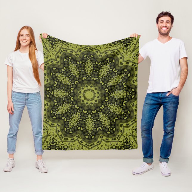 Abstract folk mandala ethno traditional ornamental fleece blanket (In Situ)