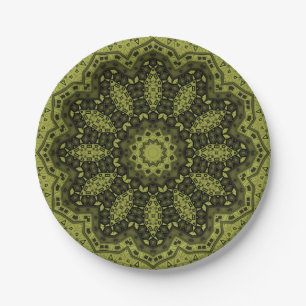 Abstract folk mandala ethno traditional ornamental paper plates