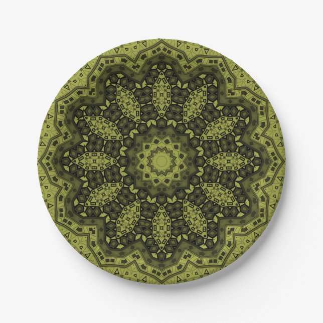 Abstract folk mandala ethno traditional ornamental paper plates (Front)
