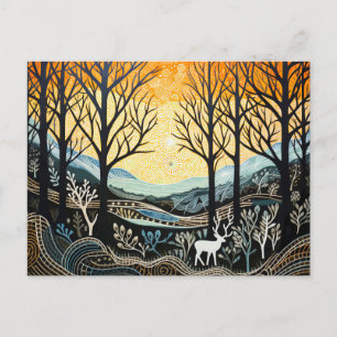 Abstract Forest, Seasonal Impressions Christmas Holiday Postcard