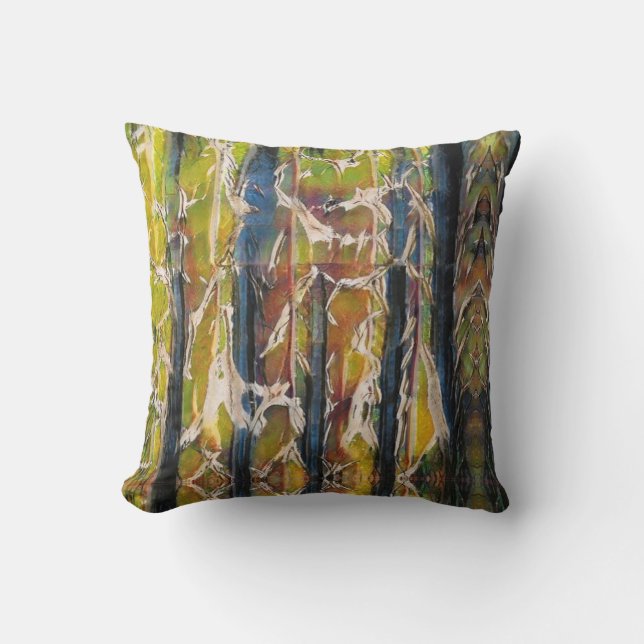 Abstract forest through the trees throw pillow (Front)