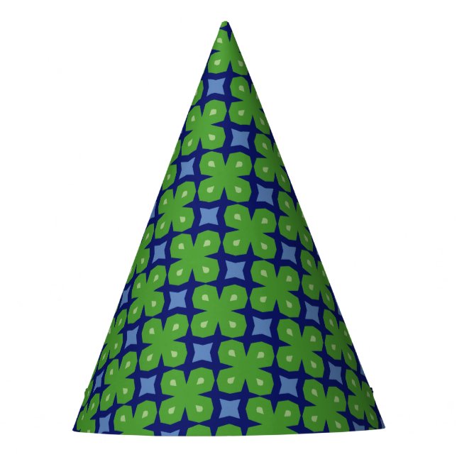 Abstract Four-Leaf Clover Geometric Pattern Party Hat (Front)