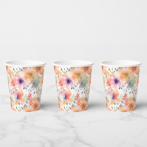 Abstract Fowers Colorful Celebration Paper Cups