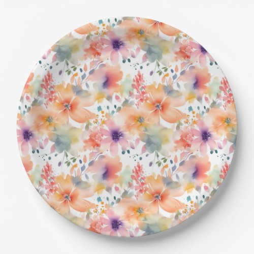 Abstract Fowers Colorful Celebration Paper Plates