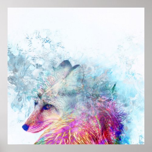 Abstract Fox Spirit Animal Art Print