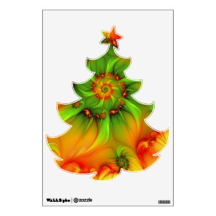 Abstract Fractal Art Christmas Colors Tree Wall Decal