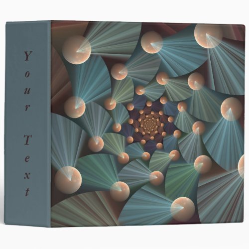 Abstract Fractal Art With Brown Slate Blue Text 3 Ring Binder