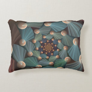 Abstract Fractal Art With Depth Brown Slate Blue Accent Pillow