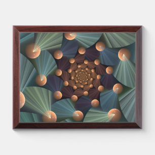 Abstract Fractal Art With Depth Brown Slate Blue Award Plaque