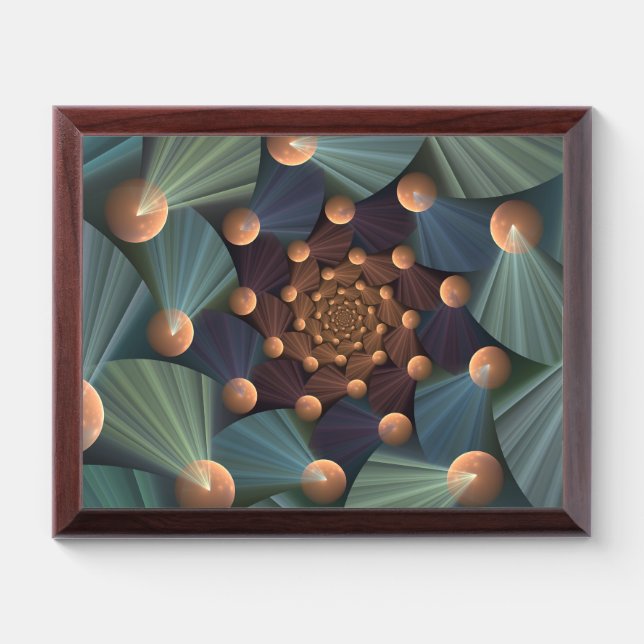 Abstract Fractal Art With Depth Brown Slate Blue Award Plaque (Horizontal)