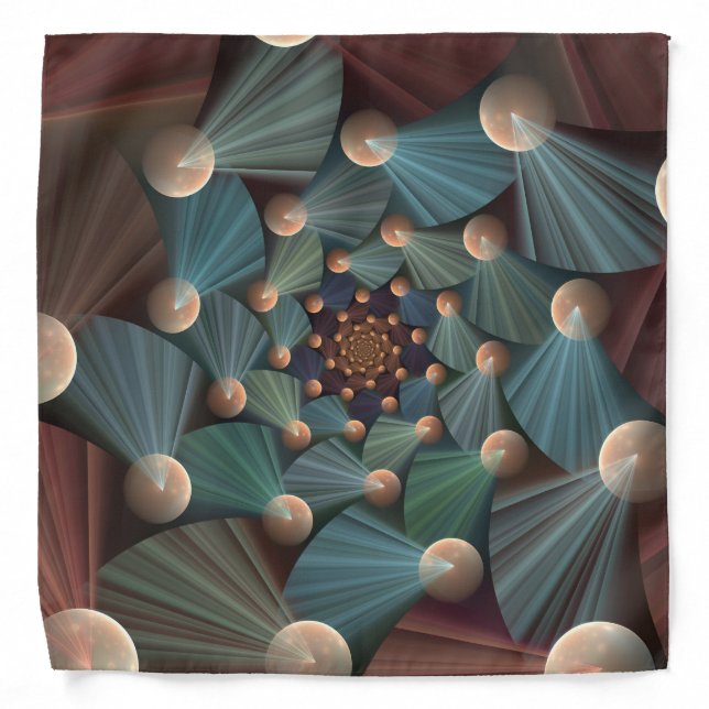 Abstract Fractal Art With Depth Brown Slate Blue Bandana (Front)
