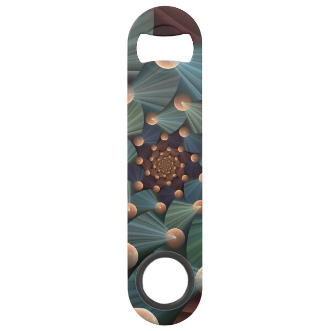 Abstract Fractal Art With Depth Brown Slate Blue Bar Key (Front)