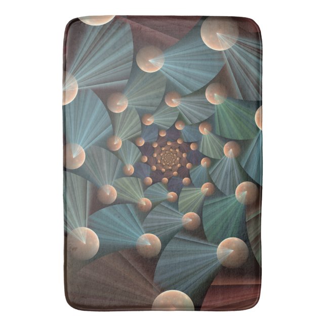 Abstract Fractal Art With Depth Brown Slate Blue Bathroom Mat (Front Vertical)