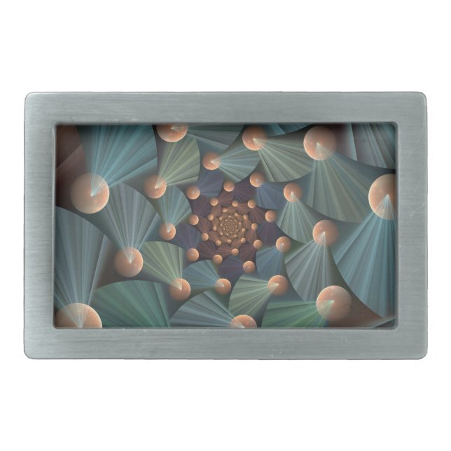 Abstract Fractal Art With Depth Brown Slate Blue Belt Buckle (Front)