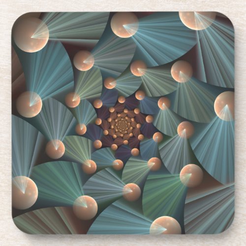 Abstract Fractal Art With Depth Brown Slate Blue Beverage Coaster