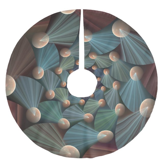 Abstract Fractal Art With Depth Brown Slate Blue Brushed Polyester Tree Skirt (Front)