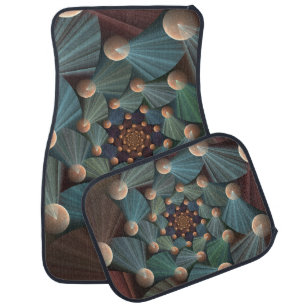 Abstract Fractal Art With Depth Brown Slate Blue Car Floor Mat