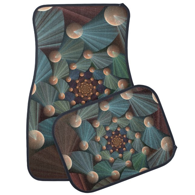 Abstract Fractal Art With Depth Brown Slate Blue Car Floor Mat (Set)