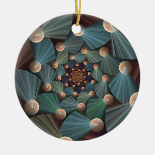 Abstract Fractal Art With Depth Brown Slate Blue Ceramic Ornament