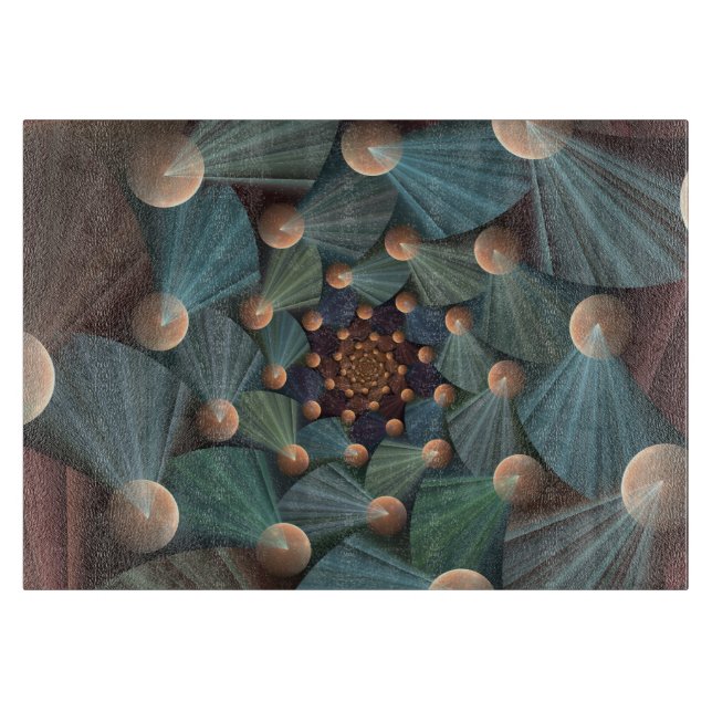 Abstract Fractal Art With Depth Brown Slate Blue Cutting Board (Front)