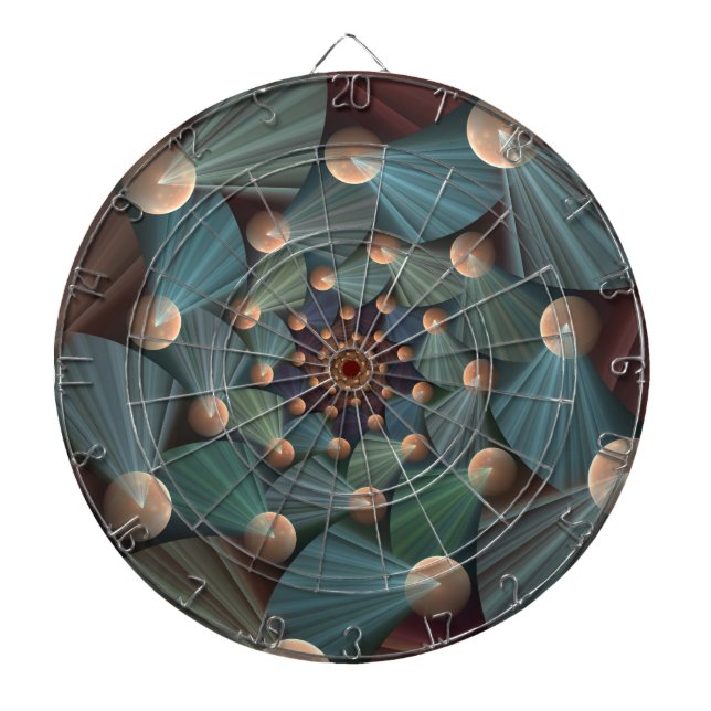Abstract Fractal Art With Depth Brown Slate Blue Dart Board (Front)