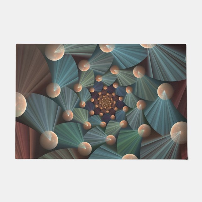 Abstract Fractal Art With Depth Brown Slate Blue Doormat (Front)
