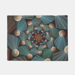 Abstract Fractal Art With Depth Brown Slate Blue Doormat
