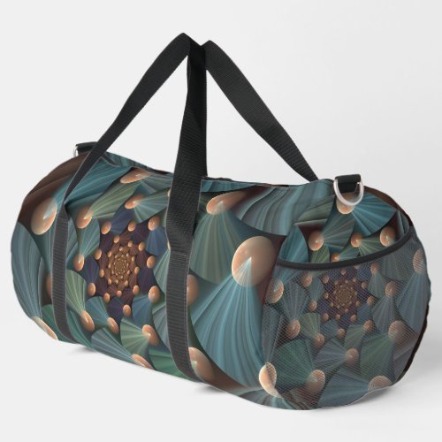 Abstract Fractal Art With Depth Brown Slate Blue Duffle Bag