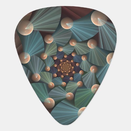 Abstract Fractal Art With Depth Brown Slate Blue Guitar Pick
