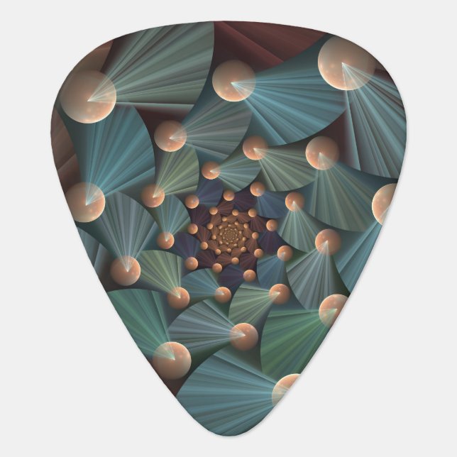 Abstract Fractal Art With Depth Brown Slate Blue Guitar Pick (Front)