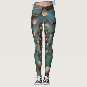 Abstract Fractal Art With Depth Brown Slate Blue Leggings