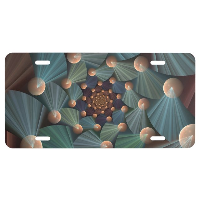 Abstract Fractal Art With Depth Brown Slate Blue License Plate (Front)