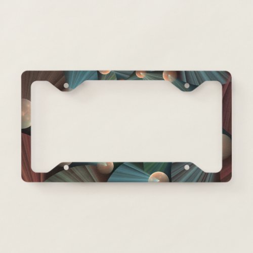 Abstract Fractal Art With Depth Brown Slate Blue License Plate Frame