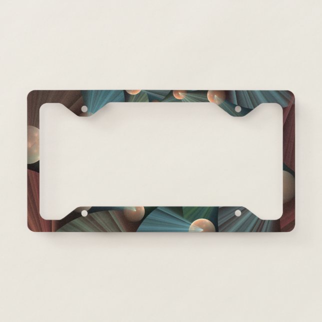 Abstract Fractal Art With Depth Brown Slate Blue License Plate Frame (Front)