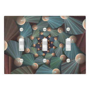 Abstract Fractal Art With Depth Brown Slate Blue Light Switch Cover