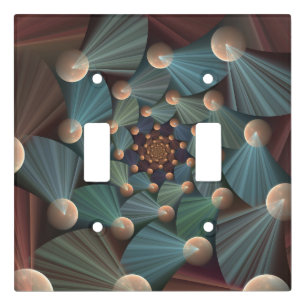Abstract Fractal Art With Depth Brown Slate Blue Light Switch Cover